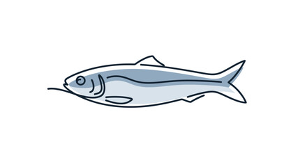 Fototapeta premium Simple illustration of a single fish, hand-drawn style, isolated on white