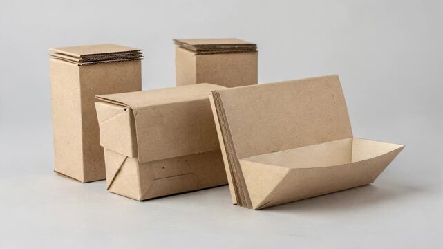 Medium shot showcasing dry snack cartons crafted with biobased barrier paperboard featuring innovative plantderived coatings that replace traditional plastic linings.