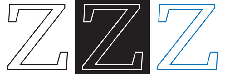 Vector Alphabet Letters Styles. Collection of stylized vector alphabet letters Z, Y, X, and W in different colors and outline styles, suitable for typography, logos, and design projects.EPS10/AI.