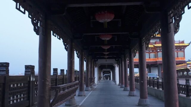 Pedestrian walkway at Wenfeng Bridge, Tunxi District, Huangshan City