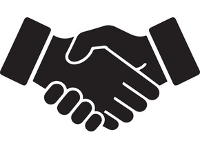 Print Business Handshake Silhouette Vector Icon for Partnership and Agreement
