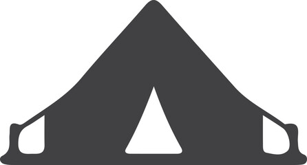 Solid silhouette icon of a classic bell tent on a white background, representing camping and outdoor living © muhammad