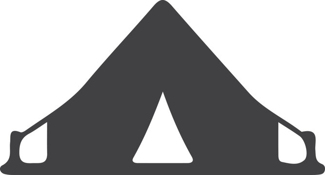 Solid silhouette icon of a classic bell tent on a white background, representing camping and outdoor living