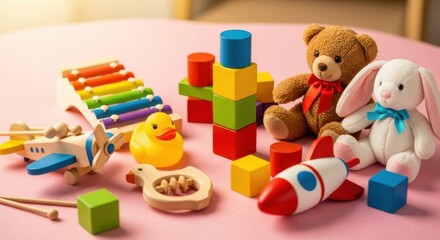 Collection of Colorful Children's Toys for Play and Learning
