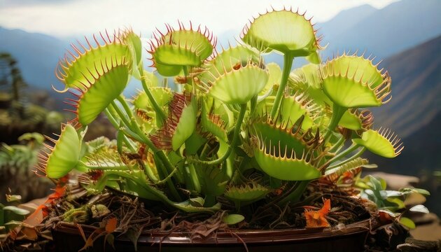 Venus Flytrap - A Carnivorous Plant with Deadly Traps in Vivid Detail.
