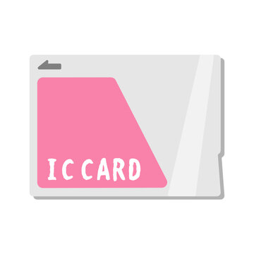 ピンク色のICカード　イラスト