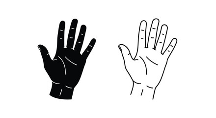 Obraz premium Two hands displaying open palm gestures a striking black silhouette