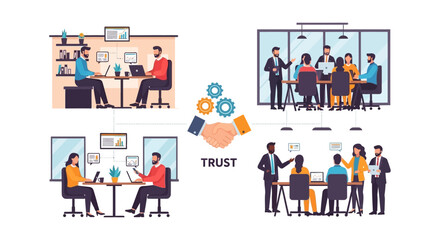 Fototapeta premium Business Trust & Teamwork: Fostering Collaboration, Communication & Partnership for Success