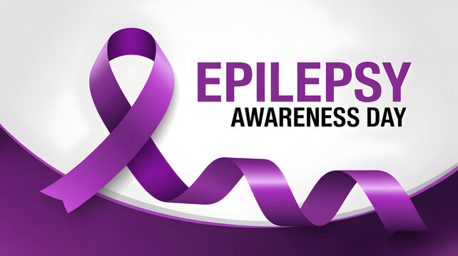 Epilepsy Awareness Day Purple Ribbon Banner for Neurological Health Support Campaign