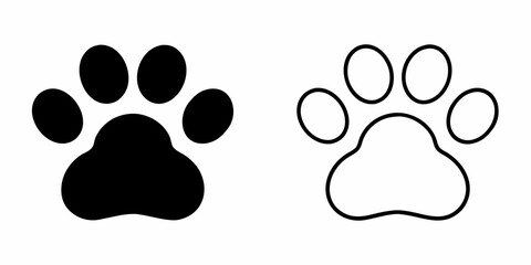 Black and white depictions of a canine or feline paw print © Debashis
