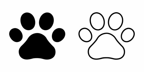 Two contrasting paw prints one black one white outline © Debashis