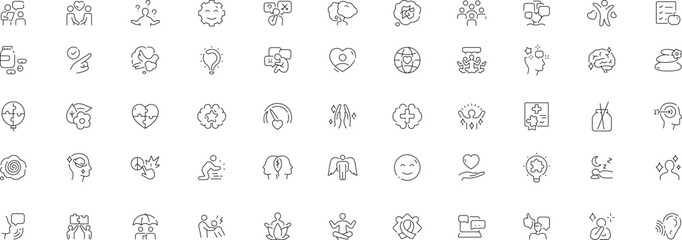 Psychology and mental line icons collection. Psychology, Therapy and Wellness Editable Vector Icons Collection © hunter