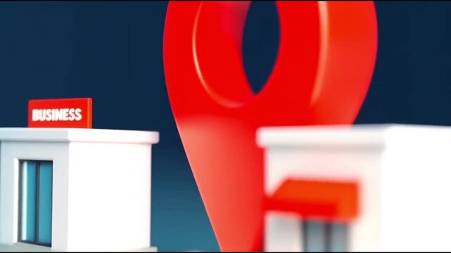 Business Buildings with Location Pin Marker