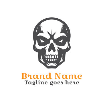 Angry Skull logo. Fully Vector EPS file. CMYK color mode. Editable color. Easy to download.