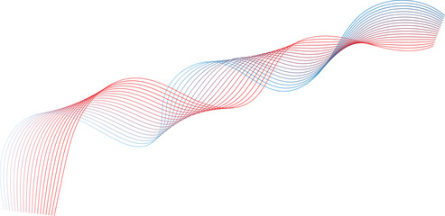 Fototapeta premium Red tie isolated on white background featuring a professional business design with a blue wavy pattern of digital lines and light vector curves in a modern motion art illustration