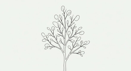Minimalist Line Drawing of a Tree with Branches.