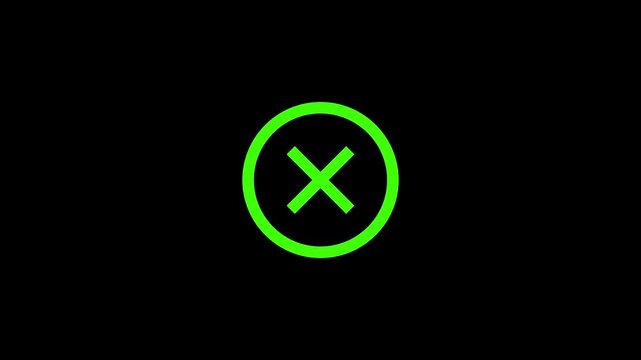 Cross cancel animation icon for negative feedback and rejection symbol