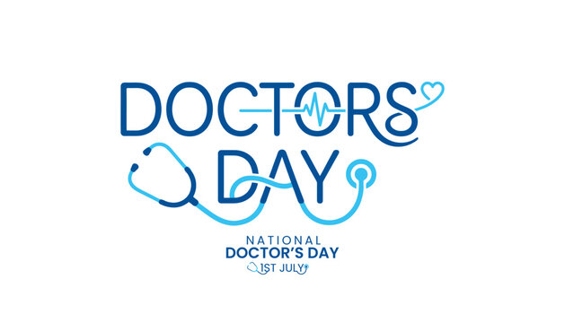 National Doctor's Day celebration with stethoscope and heartbeat design