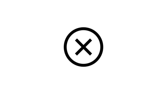 Animated cancel mark icon for user interface close command