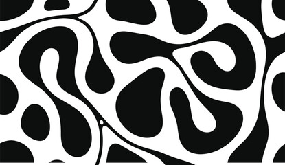 Abstract black and white organic fluid pattern background with irregular shapes, modern contemporary art texture design resembling camouflage or topographic map for creative decorative projects © MDRAZIURRAHMAN