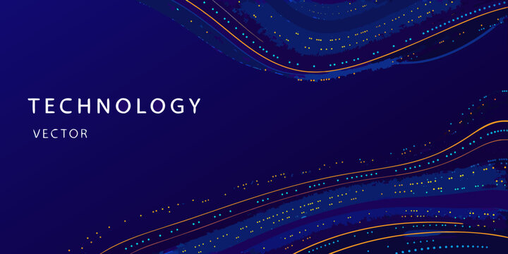 Abstract technology background with flowing lines and digital particle effects