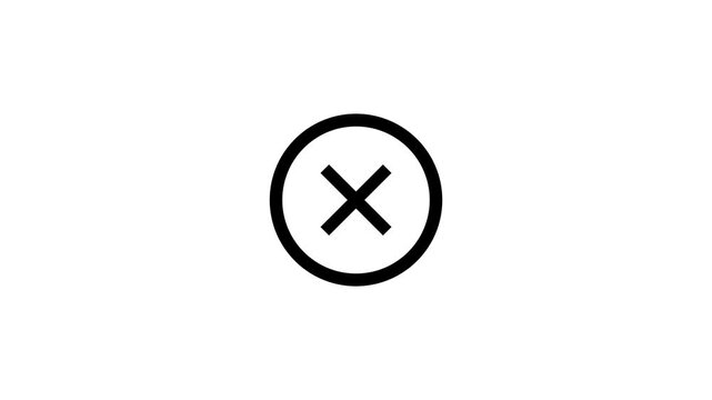 Animated X symbol icon for close button and cancel command