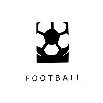 Minimalist vector logo featuring a stylized football inside a rectangular frame. This clean, modern black and white icon is ideal for sports branding, soccer club identities, and athletic apps