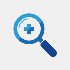 Fototapeta premium Magnifying glass with a plus sign, zoom in, search, research, medical, science, discovery icon