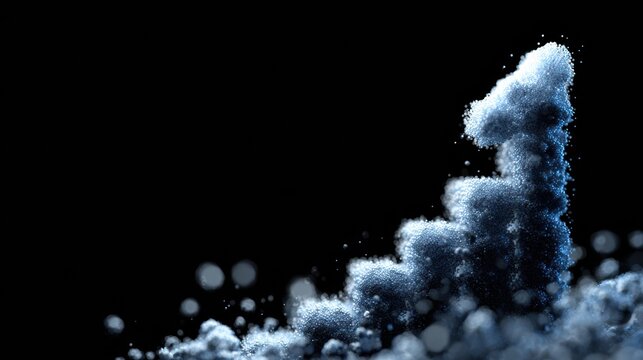 Growing Structure Created by Glowing Particles Representing Exponential Growth in a Digital Space Under Dark Background