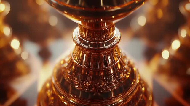 Golden Trophy Closeup with Blurred Background.