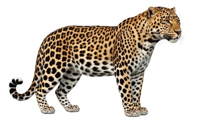 Fototapeta premium Leopard standing isolated on white.