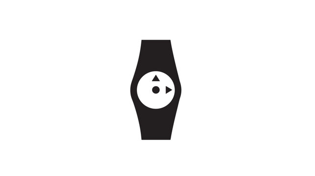 Watch minimalist icon with round face featuring navigation arrows and a central dot for abstract timekeeping design