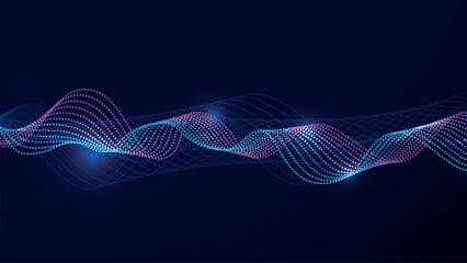 Abstract blue wave background with glowing lines and futuristic digital design.