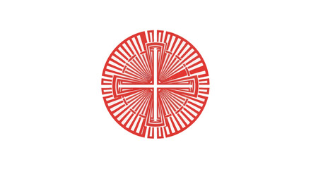 Obraz premium Red Cross Symbol Emblematic Circle Abstract Design