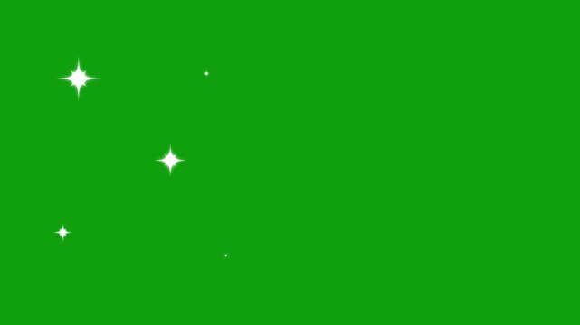 Twinkle star glitter sparkle, sparkling stars Shine animation, blinking cartoon stars, 4k star sparkle vector doodles, glowing light effect, green screen background. holiday and motion design projects