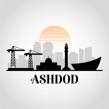 Ashdod Skyline Silhouette &mdash; Mediterranean Port City Vector Illustration