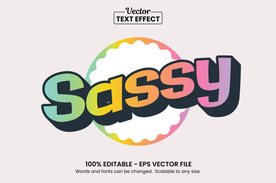 Sassy Colorful Gradient 3D Text Effect Editable Vector