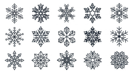 Collection of Various Snowflakes with Unique Patterns. © Ardi