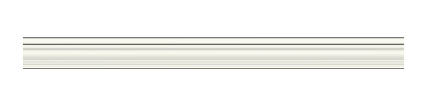 Realistic off white wooden molding baseboard cornice trim for wall and ceiling interior decoration classic architectural profile decorative home decor construction on transparent isolated