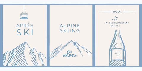 Apr s ski and alpine skiing themed book cover with a bottle illustration © Lalin