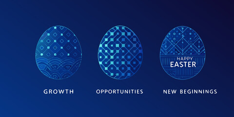 Abstract easter eggs with geometric patterns and holiday greetings © Lalin