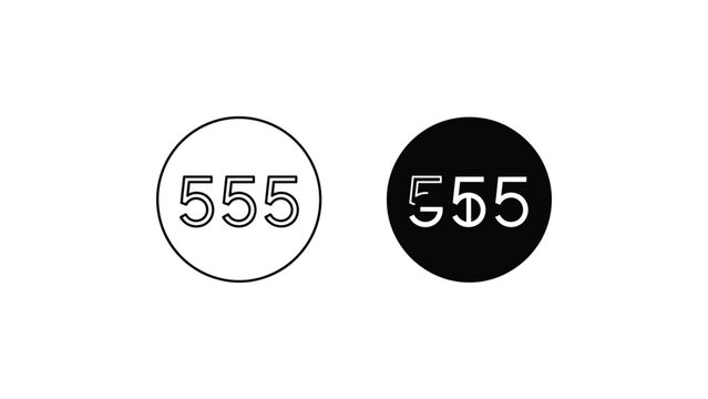 Black and white number 555 comparison circles