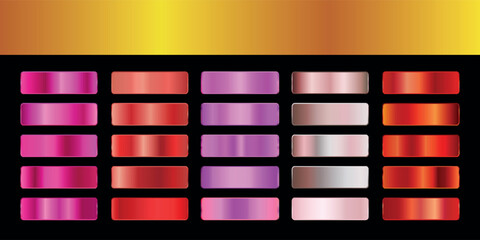 Metallic gradient foil background. most popular gradient. Gold, Pink gold, Silver and Holographic metal vector template © Qiana