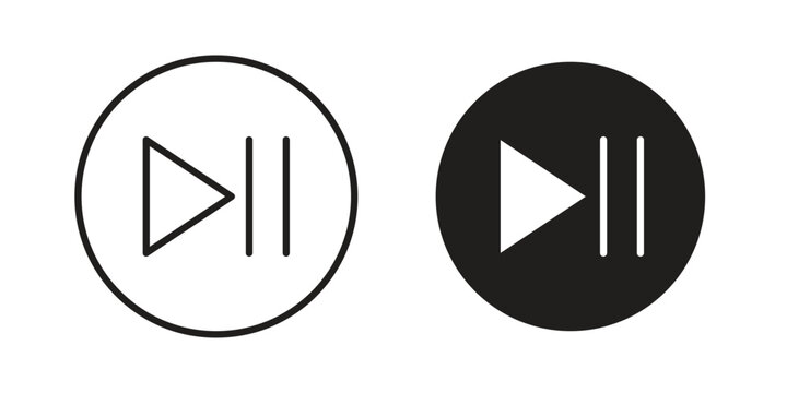 Play pause icon collection with multiple styles. EPS10