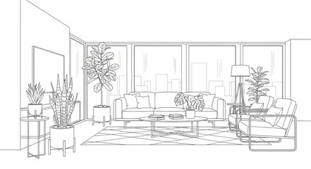 Elegant Living Room Interior with Modern Decor.