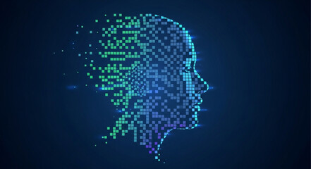 Digital Human Profile Made of Data Points.