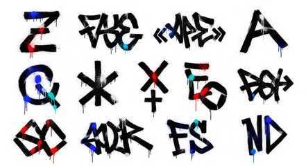 Collection of Various Graffiti Tags and Street Art Styles. © Bengil