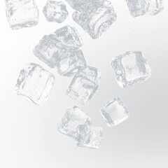 Obraz premium Ice cubes on transparent background with bubbles and clear details of the surface and shape