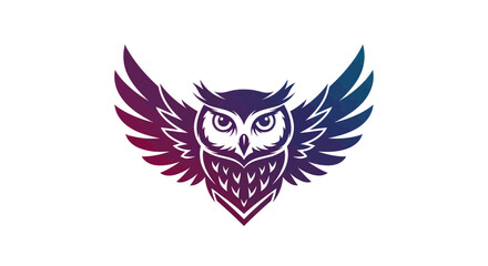 Obraz premium Stylized Owl Logo with Wings Spread, Gradient Colors
