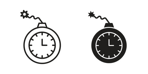Time bomb icon in a simple, black and white style. © Dingdong